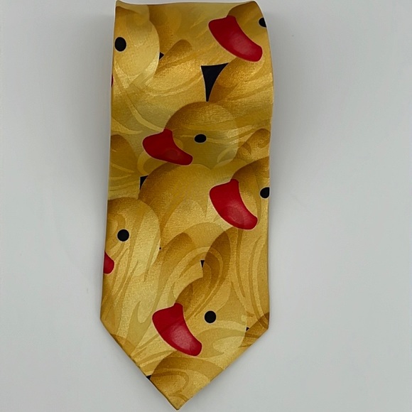 Steven Harris Tie Rubber Duck Yellow red Hand Made - Picture 1 of 6